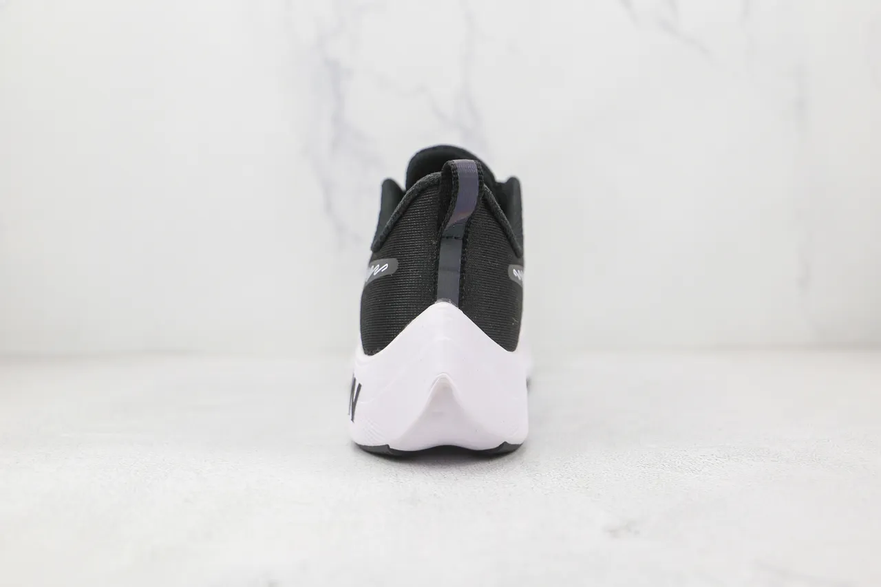 Nike Black White Striped Mesh Upper Line-Art Swoosh Running Shoes 2