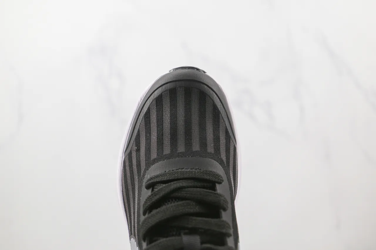 Nike Black White Striped Mesh Upper Line-Art Swoosh Running Shoes 5