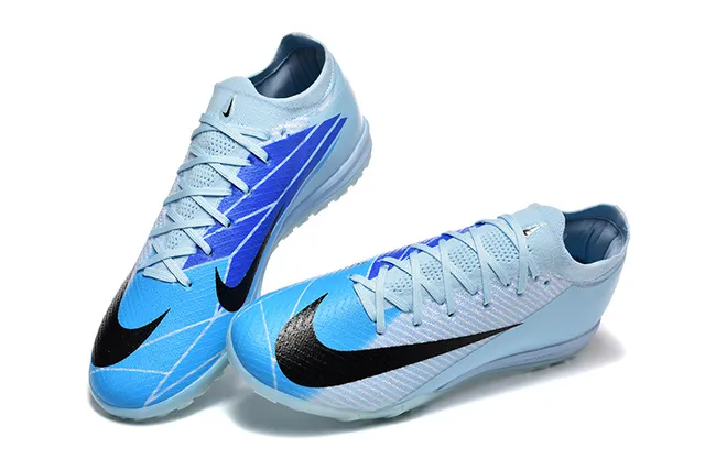 Nike Azul Negro Low-Cut Knit Upper Assimétrico Lacêamento Turf Sapatos de Futebol 2