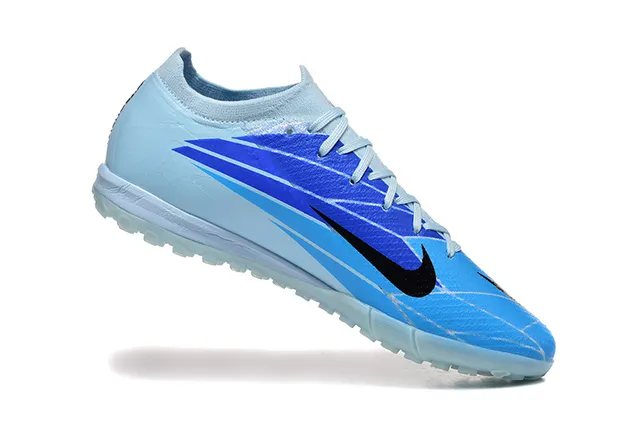Nike Azul Negro Low-Cut Knit Upper Assimétrico Lacêamento Turf Sapatos de Futebol 3