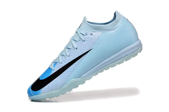 Nike Azul Negro Low-Cut Knit Upper Assimétrico Lacêamento Turf Sapatos de Futebol 4
