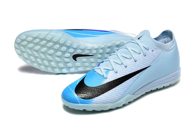 Nike Azul Negro Low-Cut Knit Upper Assimétrico Lacêamento Turf Sapatos de Futebol 6