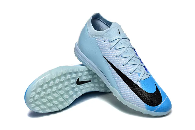 Nike Azul Negro Low-Cut Knit Upper Assimétrico Lacêamento Turf Sapatos de Futebol 7