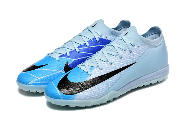 Nike Azul Negro Low-Cut Knit Upper Assimétrico Lacêamento Turf Sapatos de Futebol 8