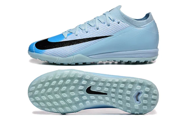 Nike Azul Negro Low-Cut Knit Upper Assimétrico Lacêamento Turf Sapatos de Futebol 9