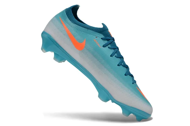 Nike أحذية كرة القدم زرقاء برتقالية محبوكة تدرج Cyan-To-White أرضية صلبة 2