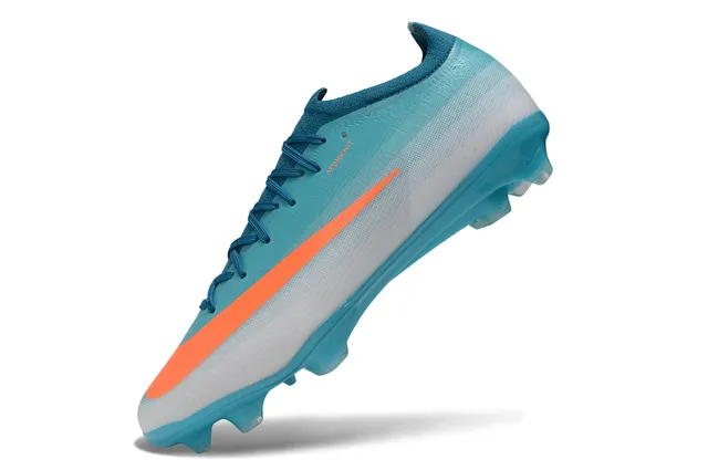 Nike أحذية كرة القدم زرقاء برتقالية محبوكة تدرج Cyan-To-White أرضية صلبة 3