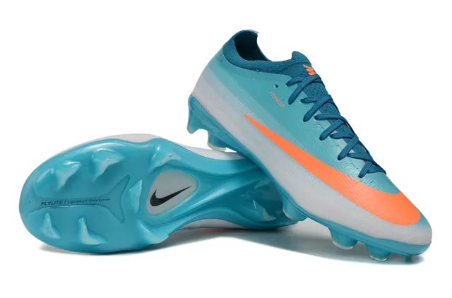 Nike أحذية كرة القدم زرقاء برتقالية محبوكة تدرج Cyan-To-White أرضية صلبة 4