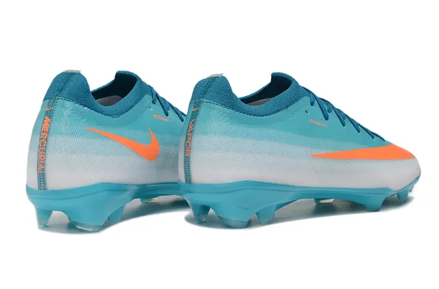 Nike أحذية كرة القدم زرقاء برتقالية محبوكة تدرج Cyan-To-White أرضية صلبة 5