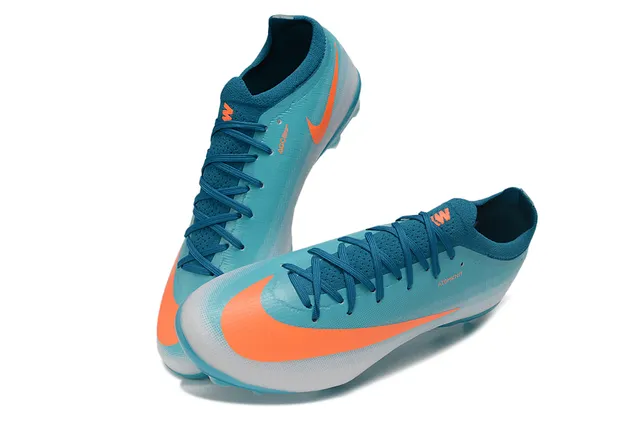 Nike أحذية كرة القدم زرقاء برتقالية محبوكة تدرج Cyan-To-White أرضية صلبة 7