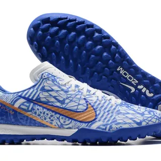 Nike Blue Orange Low-Cut Shoe Graphic Patterned Upper Turf Soccer Shoes