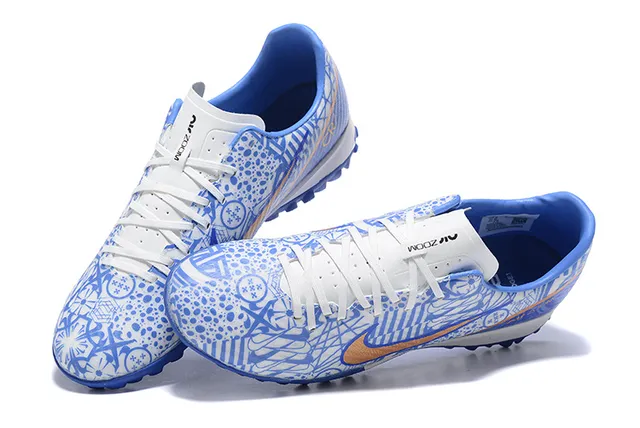 Nike Blue Orange Low-Cut Shoe Graphic Patterned Upper Turf Soccer Shoes 2