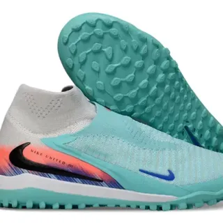 Nike Sapatos de futebol Turf azul laranja Sock-Fit Knit Upper Low-Cut Collar