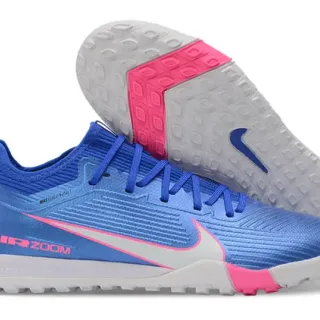 Nike 蓝色粉色针织鞋面 工程褶边 草皮足球鞋