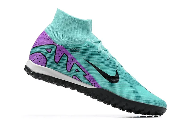 Nike Blue Purple High-Cut Knit Bootie Stud Outsole Turf Soccer Shoes 5