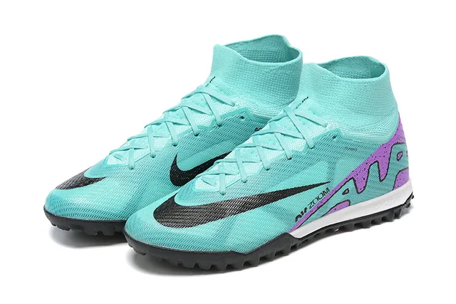 Nike Blue Purple High-Cut Knit Bootie Stud Outsole Turf Soccer Shoes 8