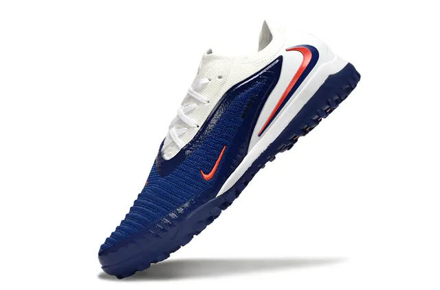 Nike Blue White Knit Upper Synthetic Side Overlay Turf Soccer Shoes 3