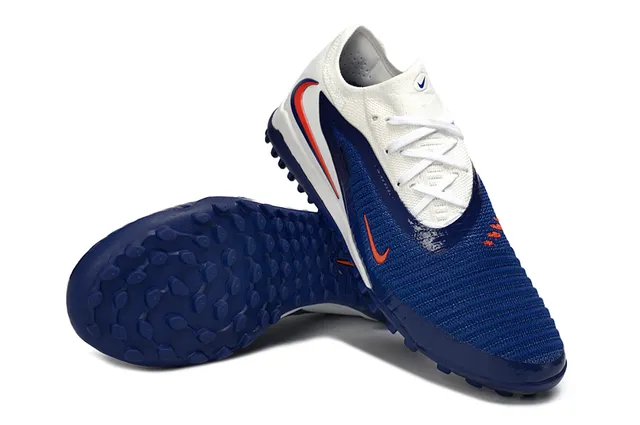 Nike Blue White Knit Upper Synthetic Side Overlay Turf Soccer Shoes 4