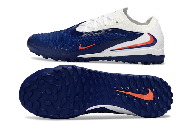 Nike Blue White Knit Upper Synthetic Side Overlay Turf Soccer Shoes 6
