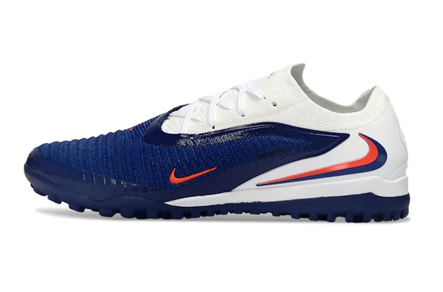 Nike Blue White Knit Upper Synthetic Side Overlay Turf Soccer Shoes 7