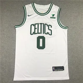 Nike Boston Celtics Jayson Tatum #0 White Green Sleeveless Team-Branded Jersey