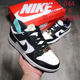 Nike Dunk Low سنيكرز أسلوب الحياة أسود أبيض ذهبي هاردوير