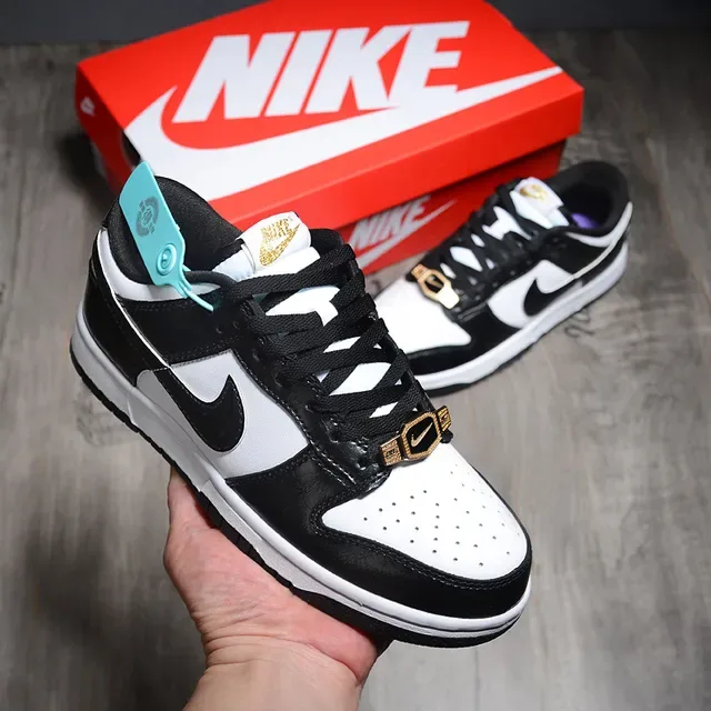Nike Dunk Low Black White Gold Hardware Lifestyle Sneakers 2