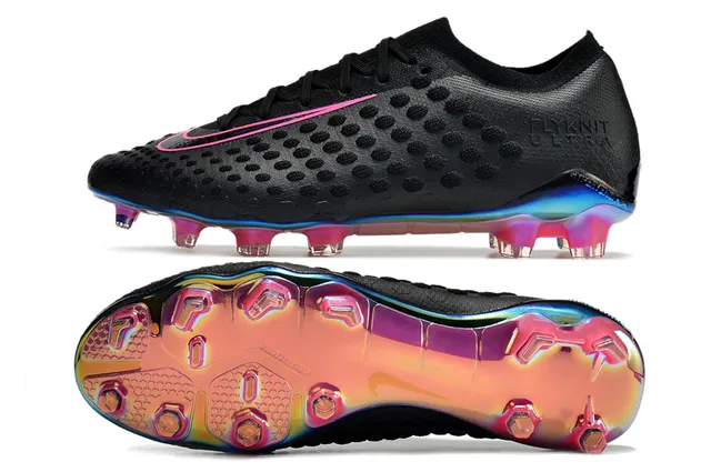 Nike Flyknit Ultra أسود نعل قزحي Firm-Ground أحذية كرة القدم 17