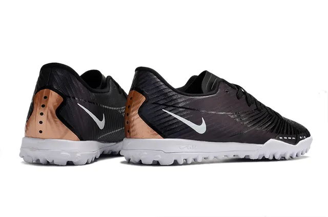 Nike dorado blanco metálico cobre sintético superior suela césped fútbol zapatos 22