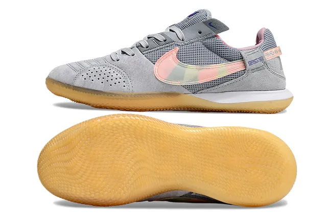 Nike ধূসর গোলাপী Low-Top Silhouette জাল এবং স্যুড উপরের অভ্যন্তরীণ সকার জুতো 13