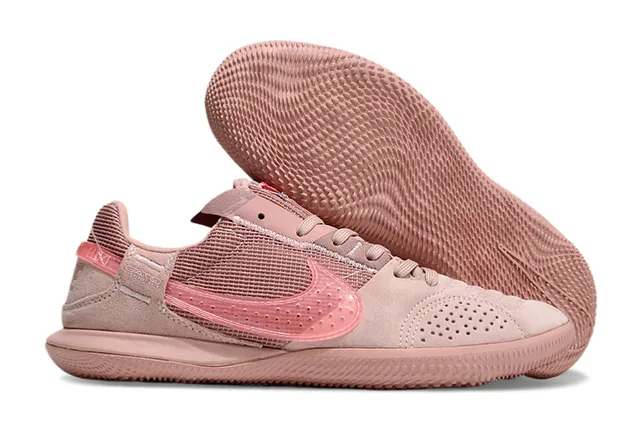 Nike ধূসর গোলাপী Low-Top Silhouette জাল এবং স্যুড উপরের অভ্যন্তরীণ সকার জুতো 19