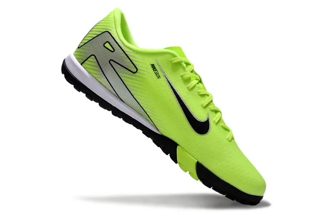 Nike Verde Negro Neón Lima Upper Sintético Swoosh Y Overlay De Talón Zapatos De Fútbol Turf 2