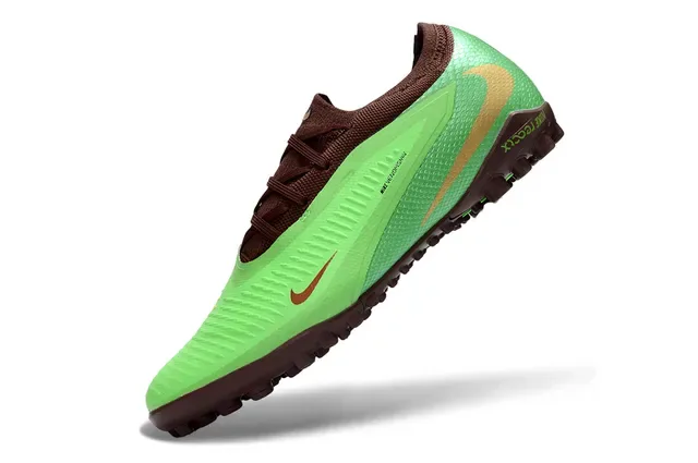 Nike Verde Marrom Tênis de Futebol Turf Low-Cut Superior Sintético Overlay Texturizado com Aspecto de Pele de Serpente 2
