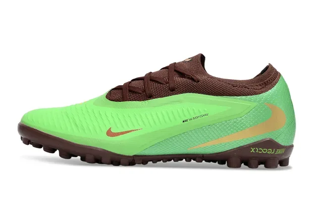 Nike Verde Marrom Tênis de Futebol Turf Low-Cut Superior Sintético Overlay Texturizado com Aspecto de Pele de Serpente 3