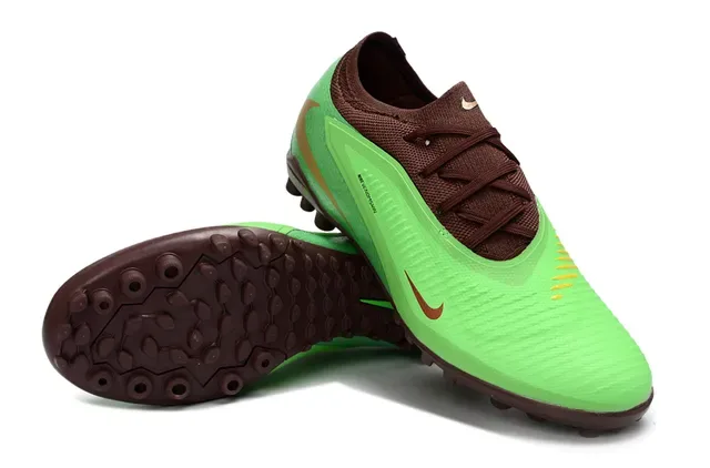 Nike Verde Marrom Tênis de Futebol Turf Low-Cut Superior Sintético Overlay Texturizado com Aspecto de Pele de Serpente 4