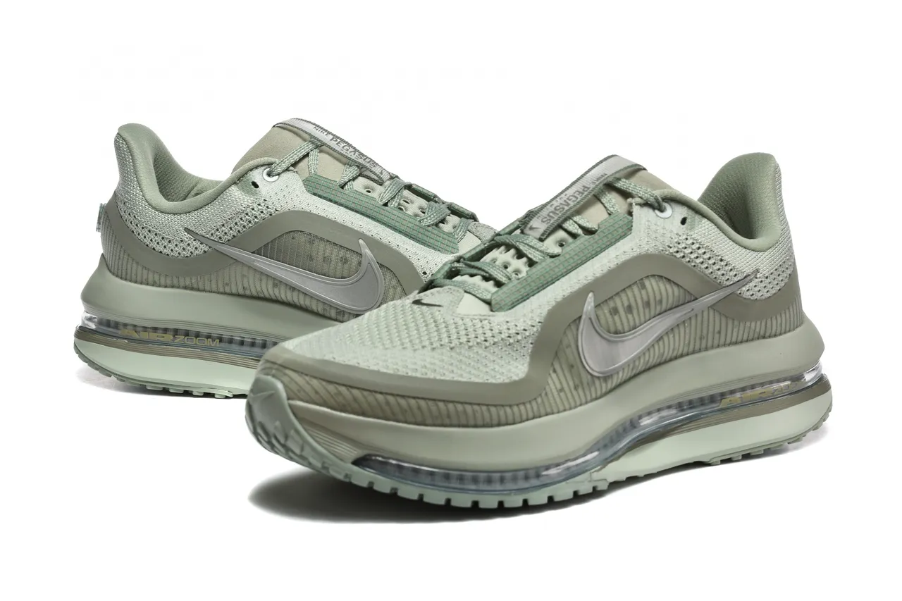 Nike Chaussures de course vert argent upper en maille ingenierée full length air zoom unit 4