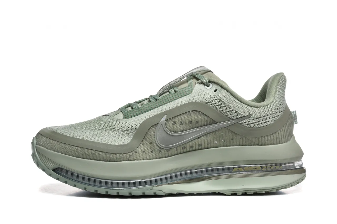 Nike Chaussures de course vert argent upper en maille ingenierée full length air zoom unit 7