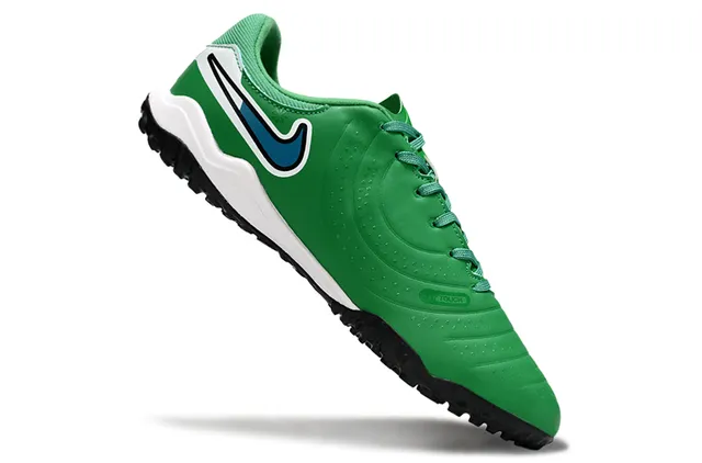 Nike Verde Blanco Bajo Corte Sintético Superior Ribeteado Metatarso Textura Césped Zapatos de Fútbol 2
