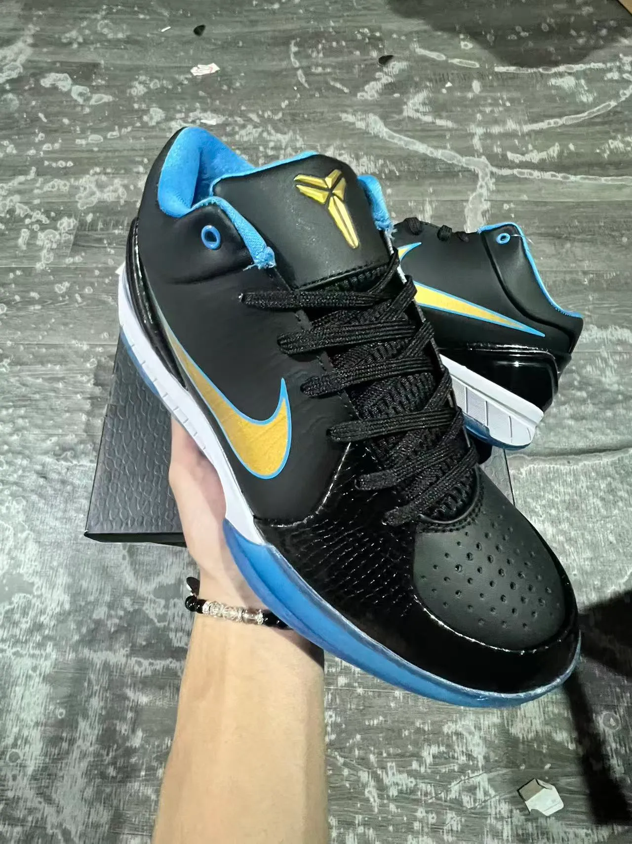 Nike Kobe Black Gold Silueta Low-Top Brillante Cuero Patentado Dedo Zapatos de Baloncesto 2