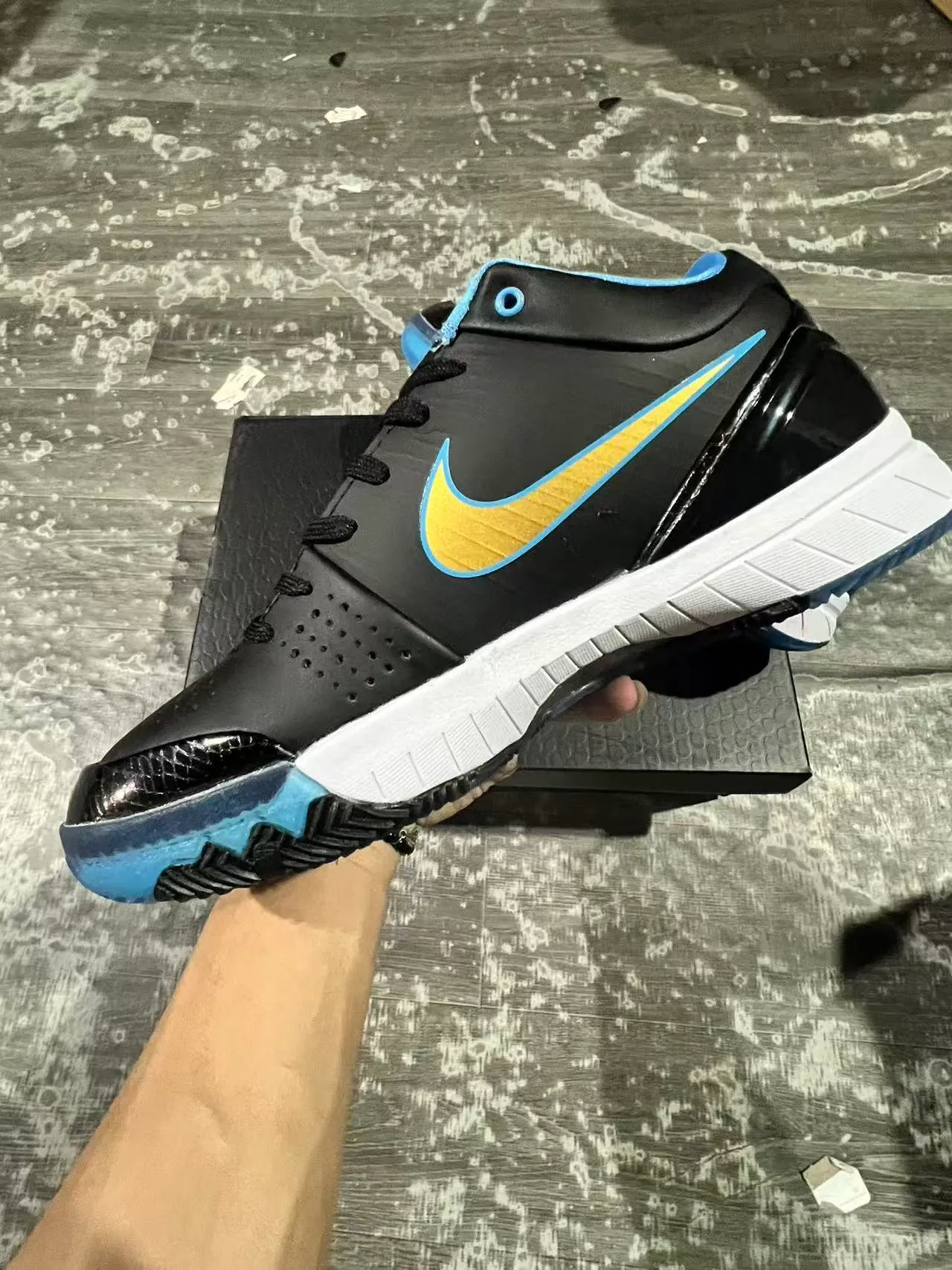Nike Kobe Black Gold Silueta Low-Top Brillante Cuero Patentado Dedo Zapatos de Baloncesto 5