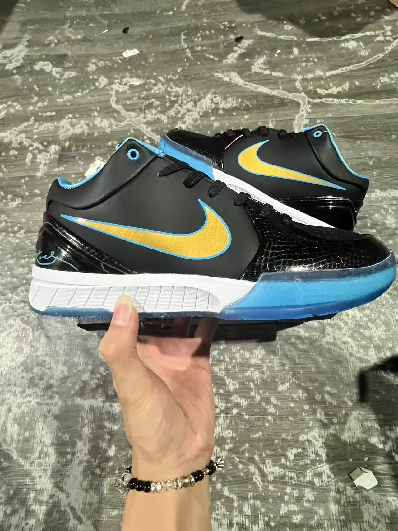 Nike Kobe Black Gold Silueta Low-Top Brillante Cuero Patentado Dedo Zapatos de Baloncesto 7