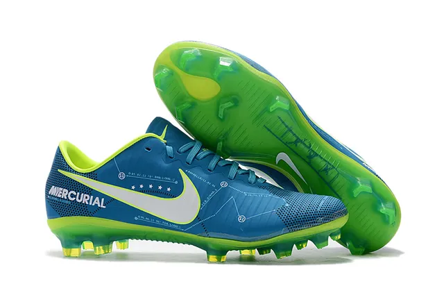 Nike Mercurial Azul Naranja Bajo-Corte Upper Sintético Textura Acanalada Ground Firme Zapatos de Fútbol 5