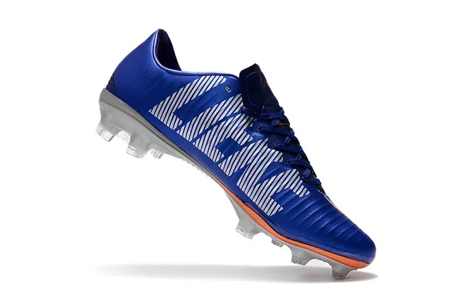 Nike Mercurial Azul Naranja Bajo-Corte Upper Sintético Textura Acanalada Ground Firme Zapatos de Fútbol 11