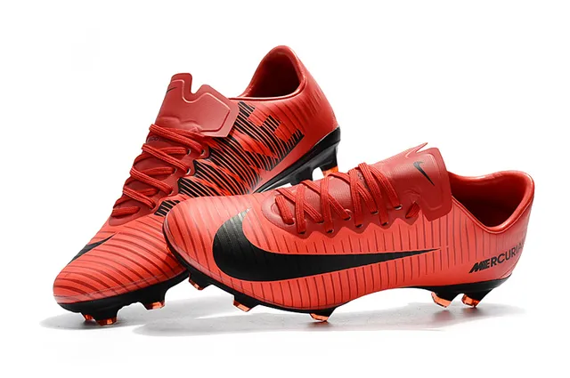 Nike Mercurial Azul Naranja Bajo-Corte Upper Sintético Textura Acanalada Ground Firme Zapatos de Fútbol 17