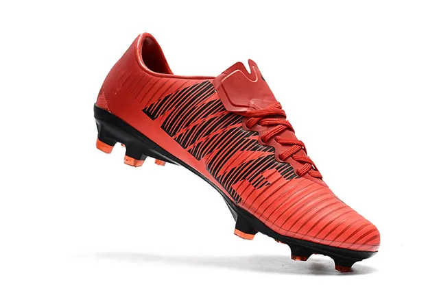 Nike Mercurial Azul Naranja Bajo-Corte Upper Sintético Textura Acanalada Ground Firme Zapatos de Fútbol 18