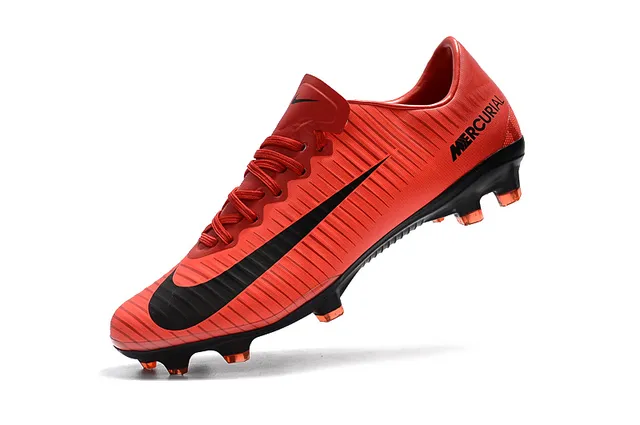 Nike Mercurial Azul Naranja Bajo-Corte Upper Sintético Textura Acanalada Ground Firme Zapatos de Fútbol 19