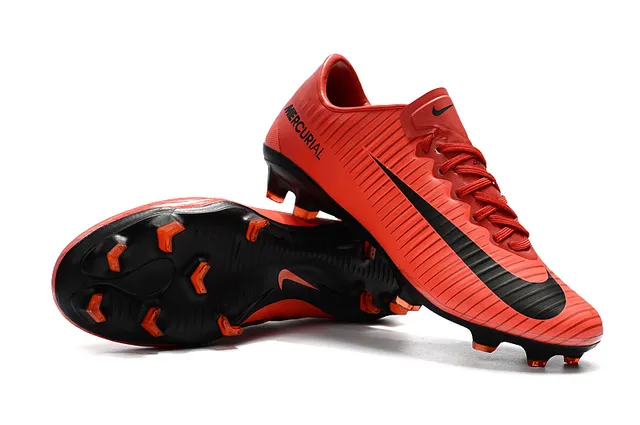 Nike Mercurial Azul Naranja Bajo-Corte Upper Sintético Textura Acanalada Ground Firme Zapatos de Fútbol 20