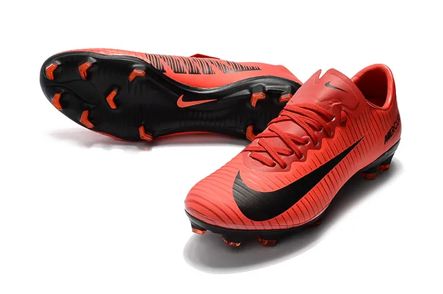 Nike Mercurial Azul Naranja Bajo-Corte Upper Sintético Textura Acanalada Ground Firme Zapatos de Fútbol 21