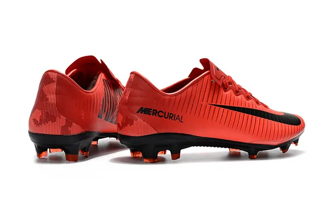 Nike Mercurial Azul Naranja Bajo-Corte Upper Sintético Textura Acanalada Ground Firme Zapatos de Fútbol 22