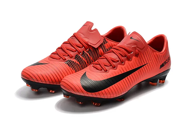 Nike Mercurial Azul Naranja Bajo-Corte Upper Sintético Textura Acanalada Ground Firme Zapatos de Fútbol 23